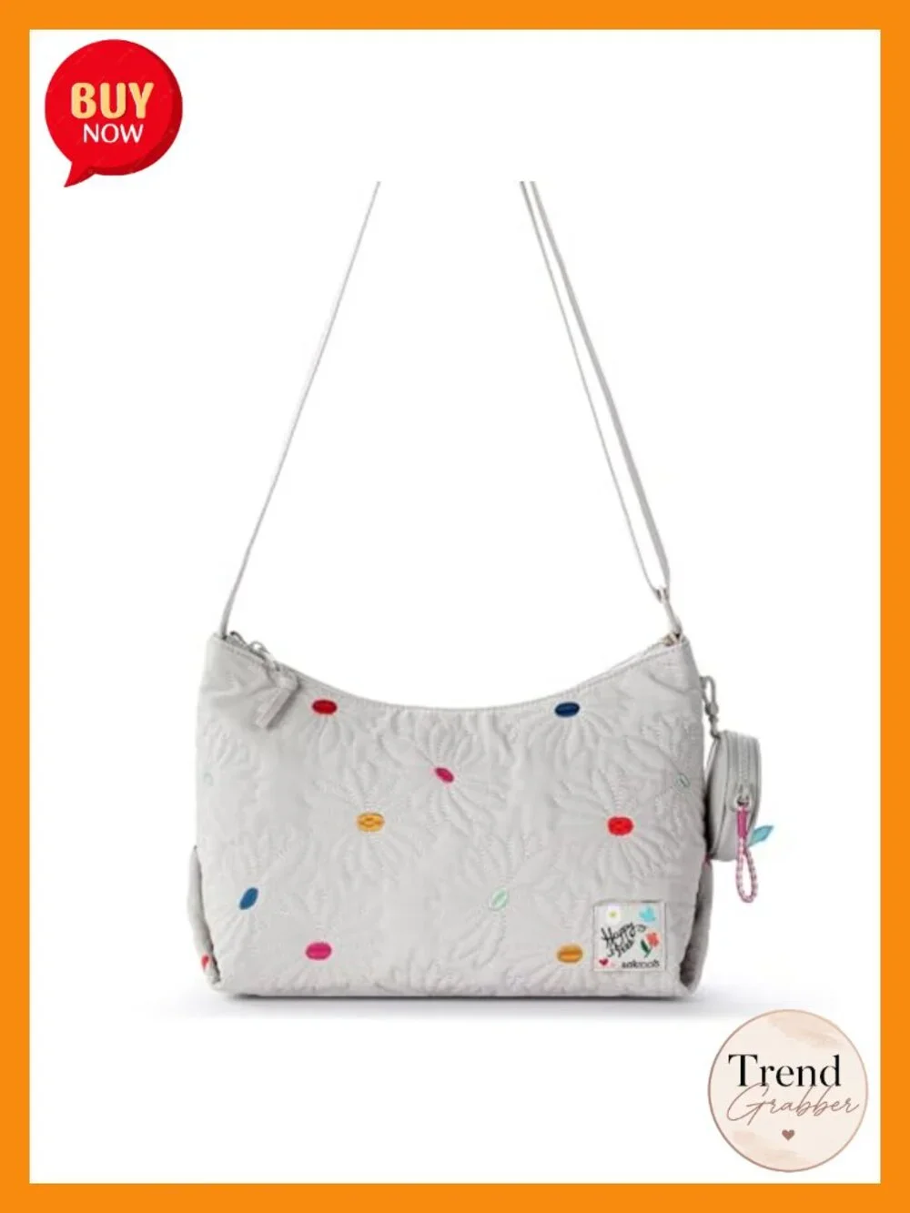 Eco-Twill Hobo Bag with Zipper Closure & Detachable Key Dangle